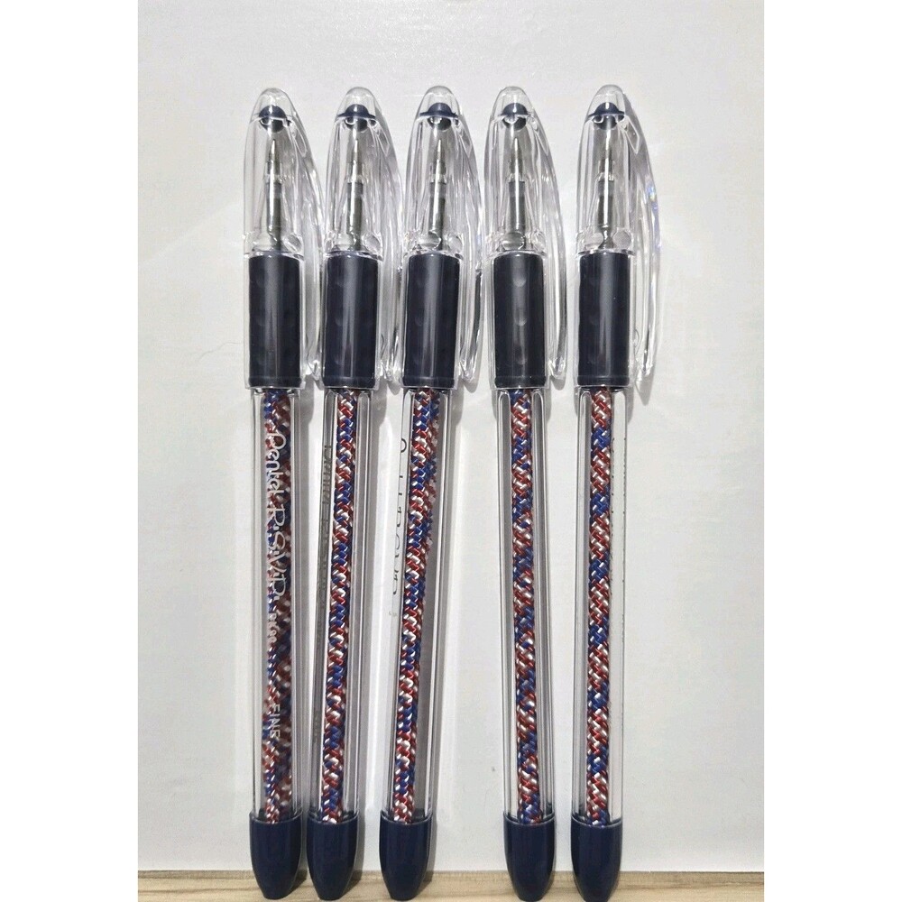 Decorated Pentel RSVP Ballpoint Pen Fine Line 0.7mm Blue Ink Red White Blue
